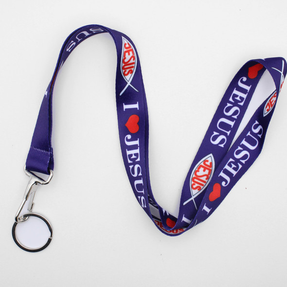36" Asst Color I Love JESUS Lanyards w/ Key Holder .68 each