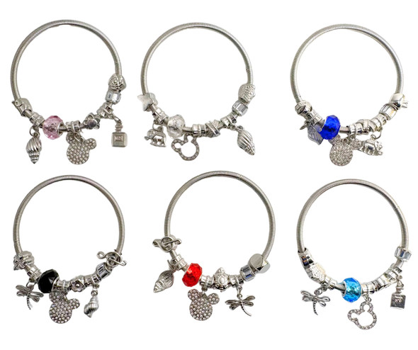 Spring Style Gold & Silver Mixed Rhinestone Novelty Charm Bracelet .68 each