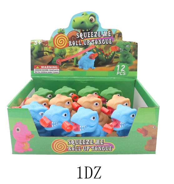 3" Dinosaur Roll Up Tongue Squishy Toy .75 each