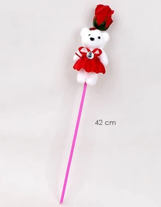 16.5" Indiv. Wrapped Red Tone Rose w/ Bear .68 each