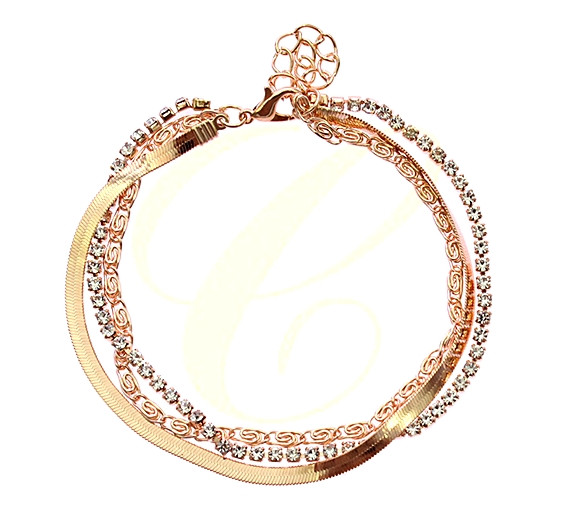 Triple Chain Anklet with Rhinestones .68 each