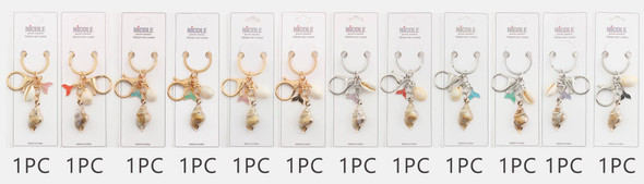 Ocean Charm Keychain with Seashell & Mermaid Pendant .68 each