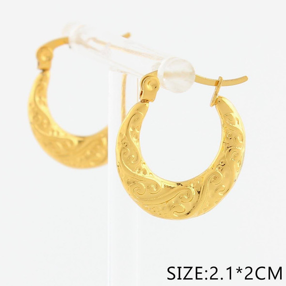 0.8" Stainless Steel Embossed Hoop Earrings .68 each pair