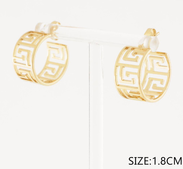 0.7" Stainless Geometric Cutout Hoop Earrings .68 each pair