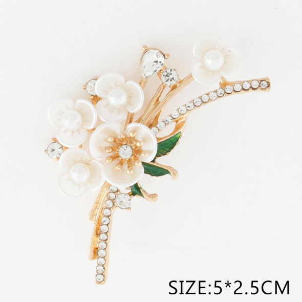 2" Elegant White Floral Crystal Brooch .68 each
