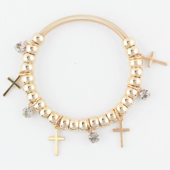 Spring Style Gold & Silver Cross & Stone Charm Bracelet .68 each