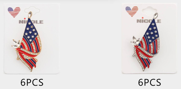 2.6" Patriotic American Flag Brooch .68 each