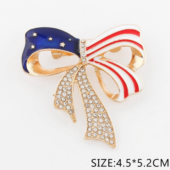 2" Patriotic Bow Rhinestone Brooch .68 each