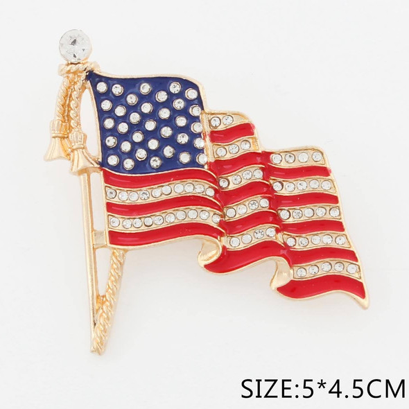 2" Waving USA Flag Rhinestone Brooch .68 each