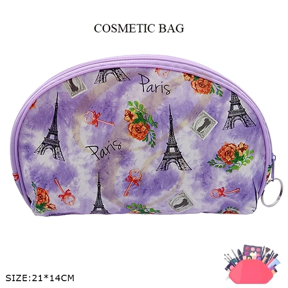 8.3" X 5.5" Paris Print Zipper All Purpose Bag Asst Color .68 each