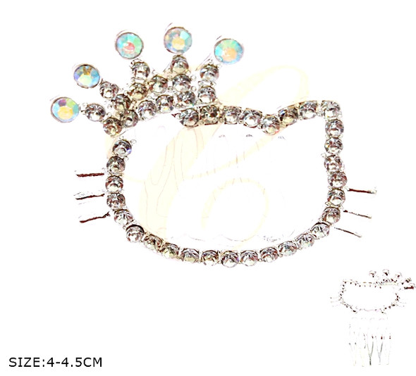 1.7" Sparkling Rhinestone Silver Tiara Novelty Hair Comb (831S) .68 each