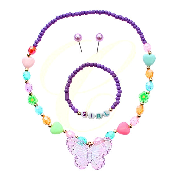 Kids Butterfly Beaded Jewelry Set .68 each set