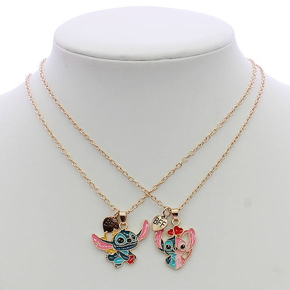 2 Pc Set 18" Novelty BFF Charm Gold & Silver Necklace (0871) .68 each set