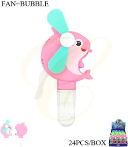 Dolphin Bubble Blower with Handheld Fan 24 pcs per display box .68 each