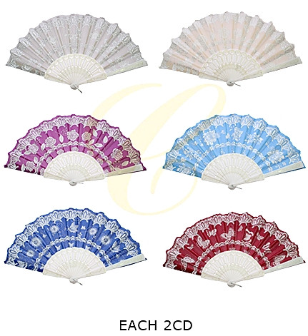 9" Flower Lace Folding Hand Fan Asst Colors .68 each
