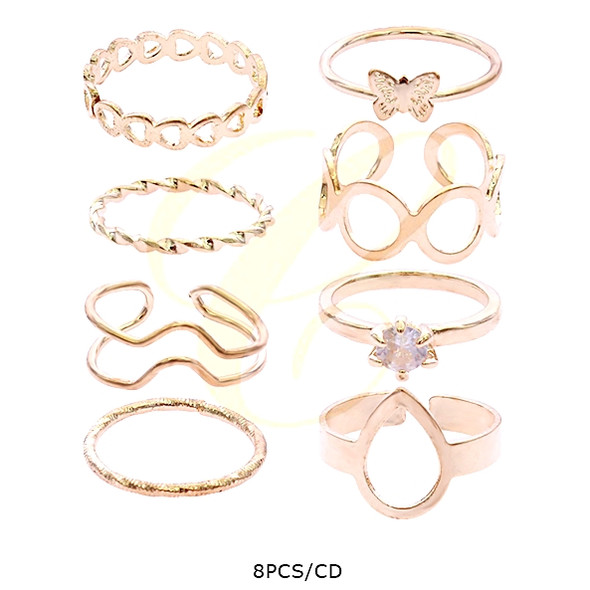 8 Piece Gold & Silver Midi Ring Set (0572) .68 each set