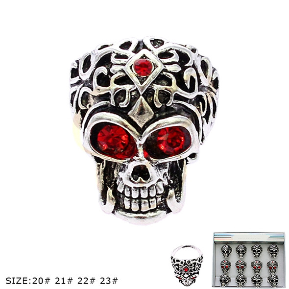 Gothic Skull Rhinestone Ring .68 each