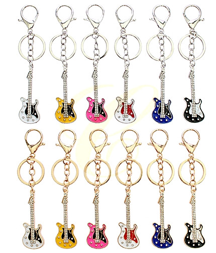 5.1" Rhinestone Guitar Keychains 12 per pk .68 each