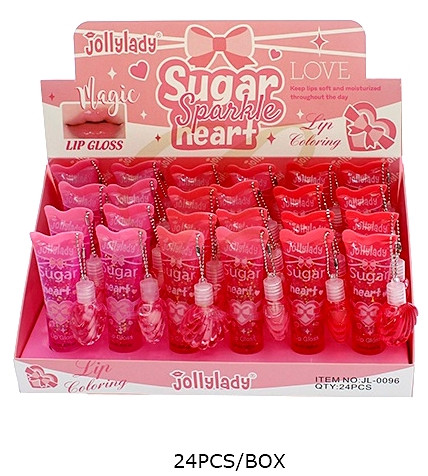 Sugar Sparkle Heart Lip Gloss w/ Shell Keychain 24 pcs per display .75 each