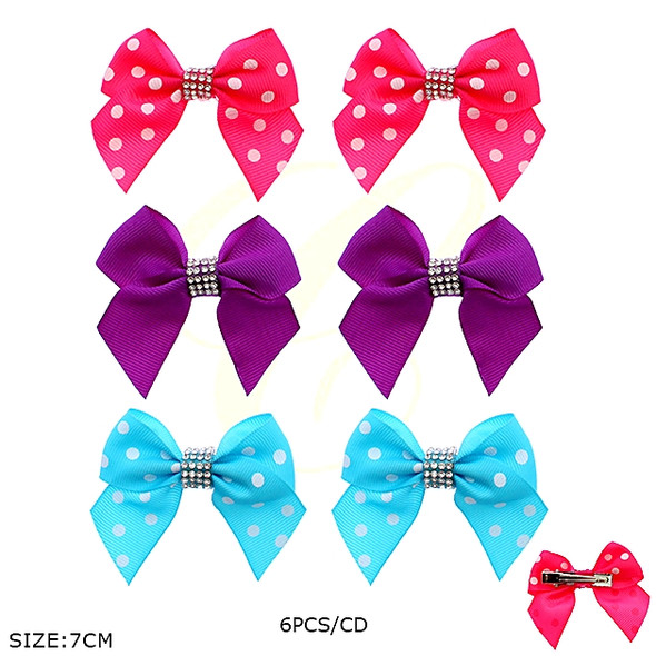 6 Pc Set Polka Dot Asst Colors Gator Clip Bow .68 each set 