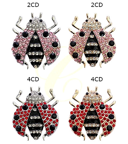 1.6" Ladybug Rhinestone Brooch Pin .68 each
