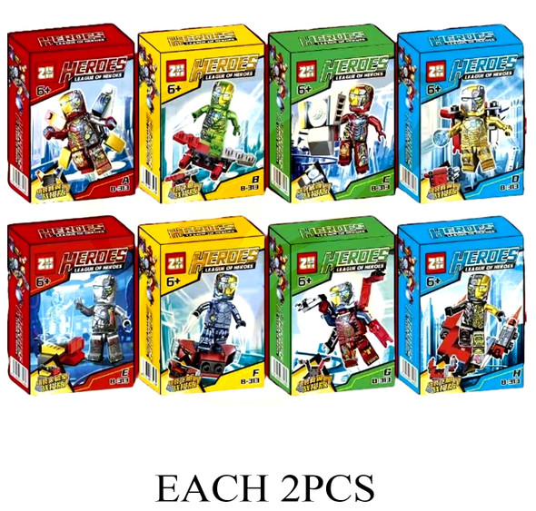 DIY 8 Style Mixed Heroes Figurine Sets 16 per display box .75 each