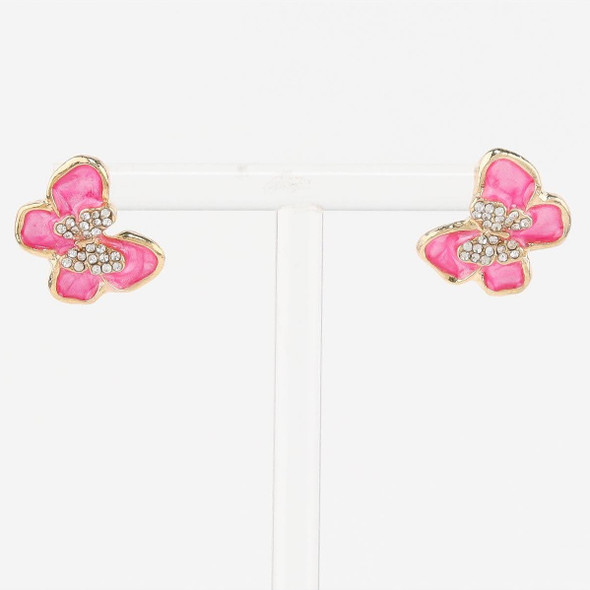 0.6" Crystal Butterfly Stud Earrings .68 each pair
