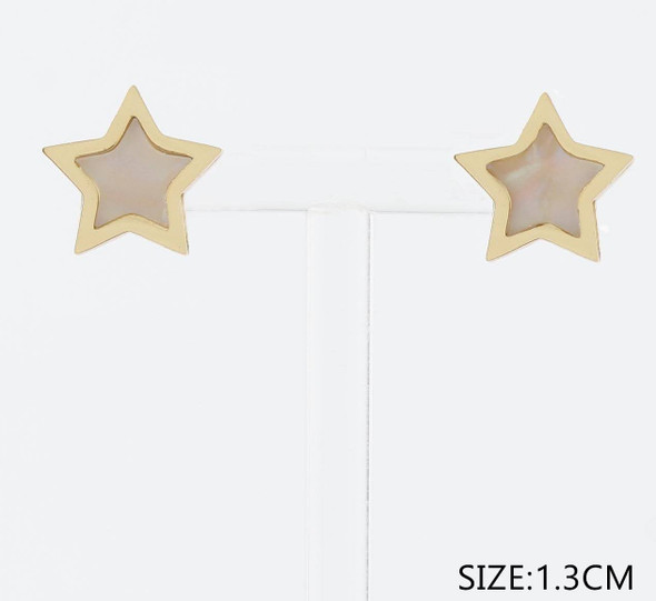 0.5" Gold & Silver Stainless Steel Star Stud Earrings with Inlay .68 each pair