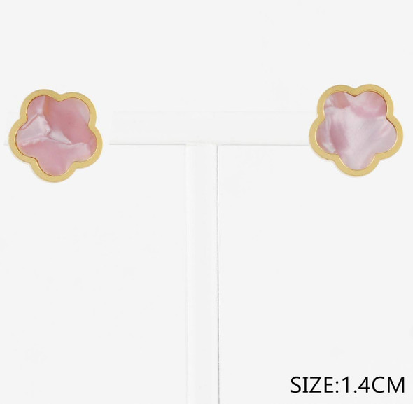 0.5" Gold & Silver Stainless Steel Flower Stud Earrings with Inlay .68 each pair