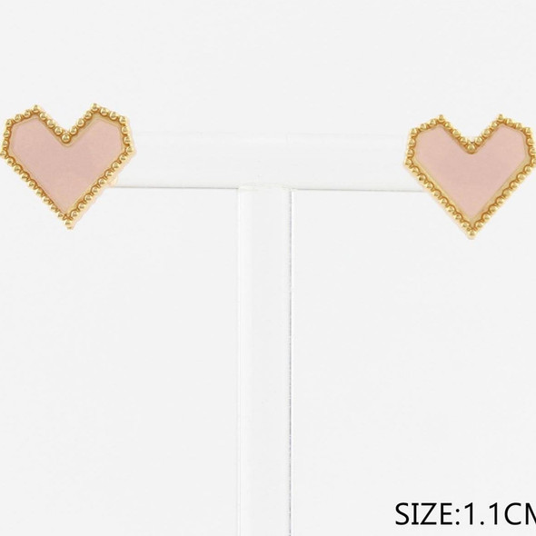 0.5" Gold & Silver Stainless Steel Heart Stud Earrings with Inlay .68 each pair