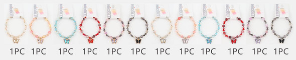 Butterfly Charm Marble Bead Stretch Bracelet .68 each