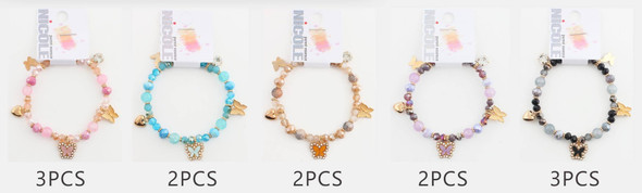 Butterfly Charm Beaded Stretch Bracelet .68 each
