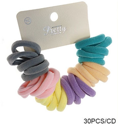 30 Pc Set Pastel Color Soft & Stretchy Ponytails .68 each set
