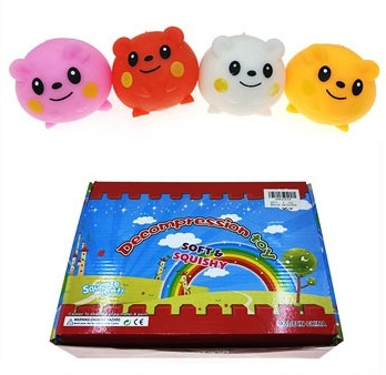2.6" Cute Animal Smiling Face Squishy Stress Toy 12 pcs per display box $1.25 each