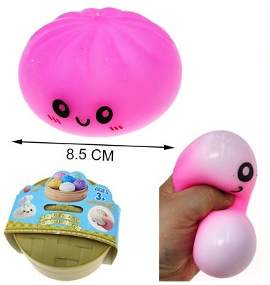 3.4" Large Squishy Asst Color Dumpling Toy 12 pcs per display box $2.50 each