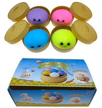 3.4" Large Squishy Asst Color Dumpling Toy 12 pcs per display box $2.50 each
