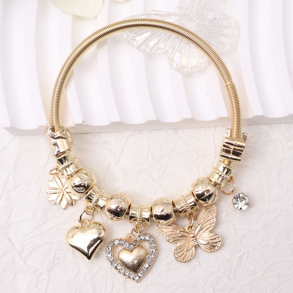 Spring Style Gold & Silver Butterfly Charm Bracelet .70 each