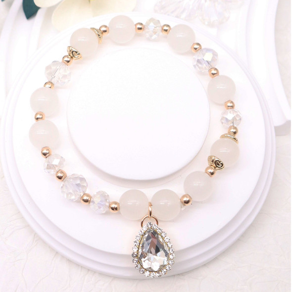 Elegant Crystal Teardrop Stretch Bracelet .70 each