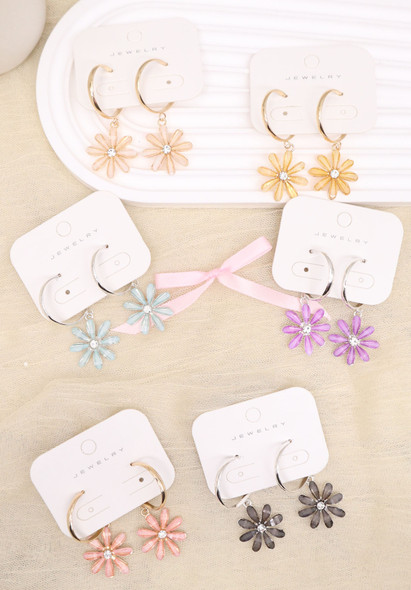 2" Daisy Hoop Drop Earrings .70 each pair