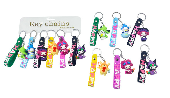 Novelty 3 in 1 Strap Keychain Asst Colors (10358) .68 each