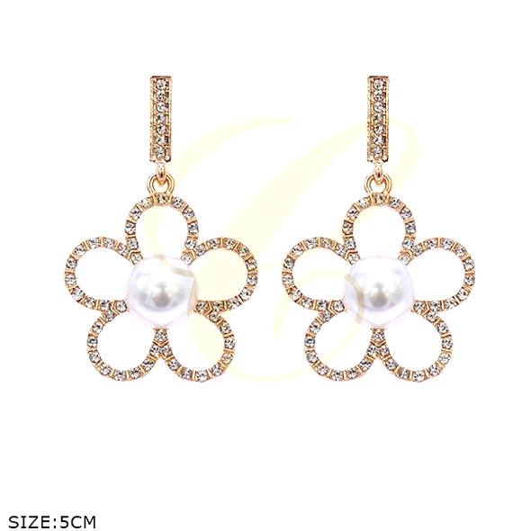 2" Pearl Flower Statement Earrings .68 each pair