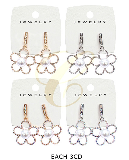 2" Pearl Flower Statement Earrings .68 each pair