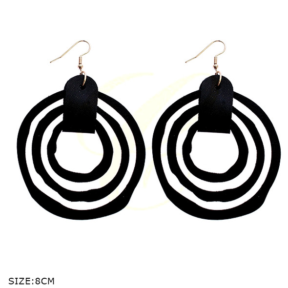 3.2" Wooden Concentric Circle Earrings .68 each pair