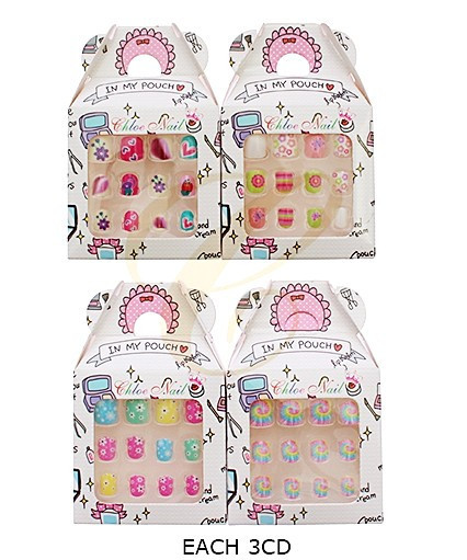 Kids Mixed Design 12 Pack Pre Glued Nails (0249) .68 each set