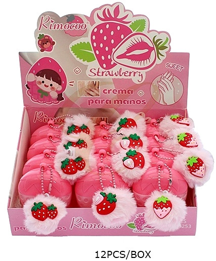 Strawberry Hand Cream w/ Pom Pom Keychain 12 pcs per display box $1.50 each