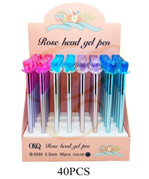 Rose Head Gel Pen 40 pcs per display box .70 each