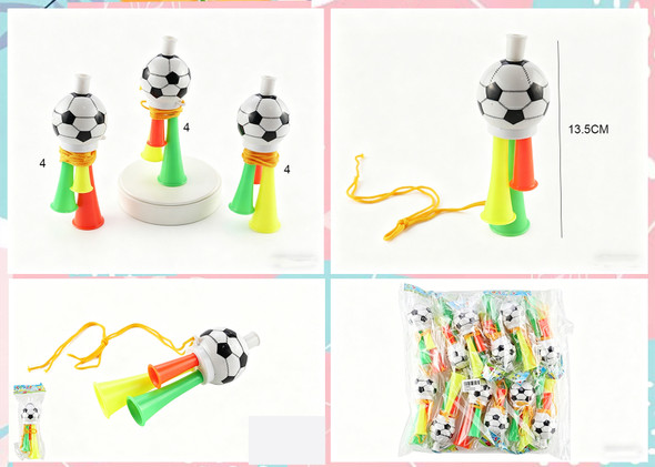 5.3" Soccer Triple Horn Noise Maker .70 each