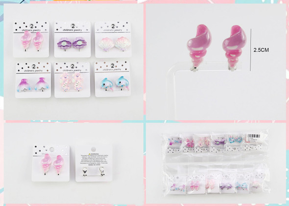 0.8" Kids Ocean Clip Earrings (87899) .70 each pair