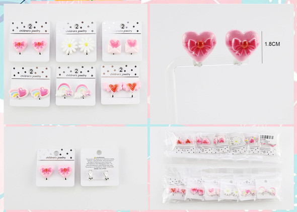 0.8" Kids Heart Clip Earrings .70 each pair