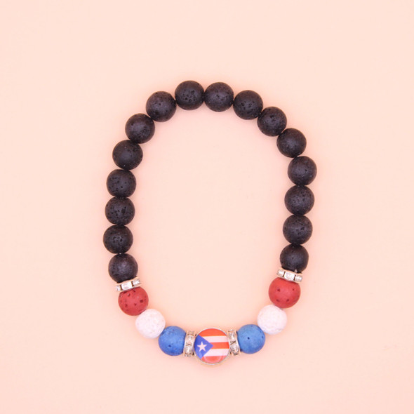 Puerto Rico Theme Stretch Bracelets w/ Lava Rock Beads .68 each